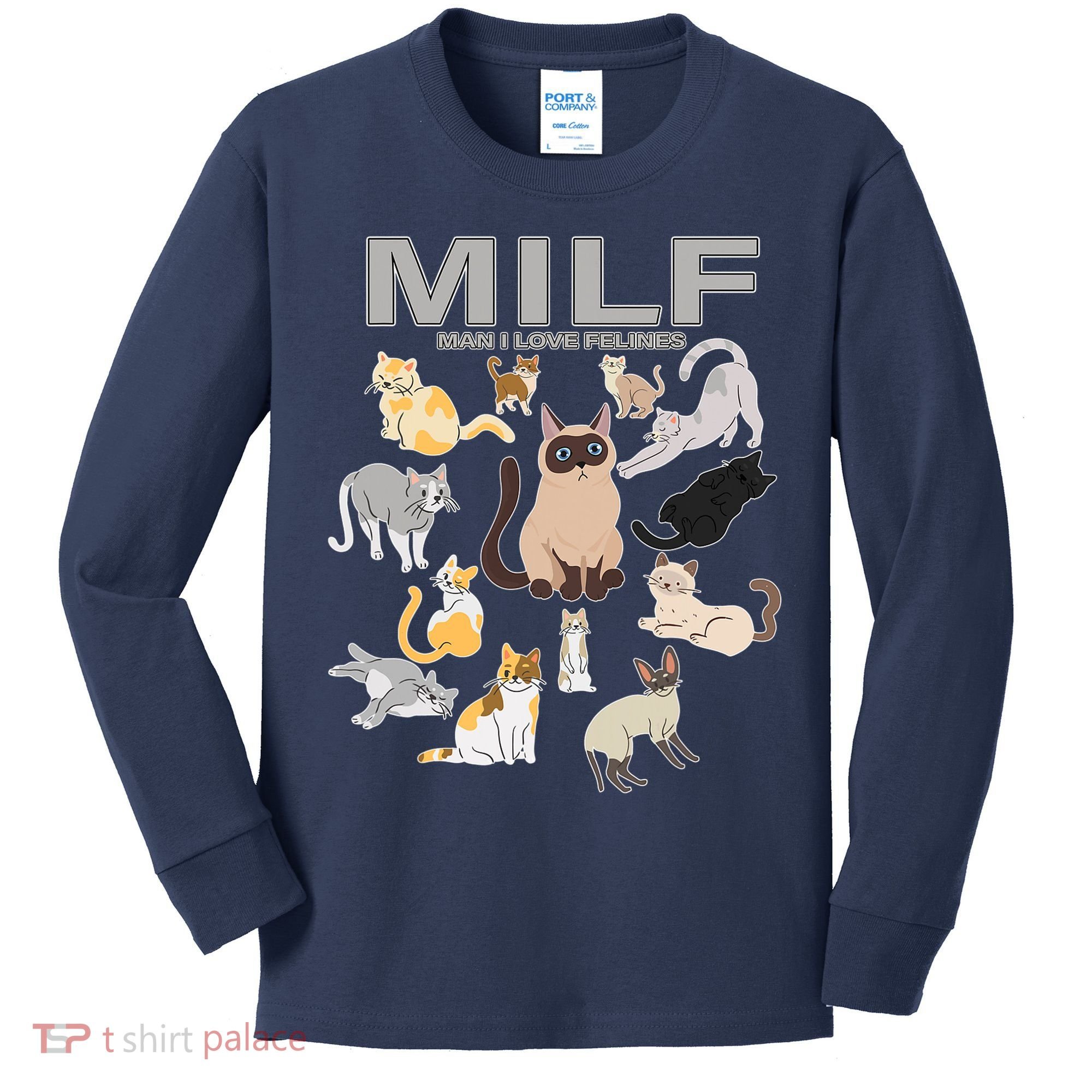 Cute Cats MILF Man I Love Felines Kids Long Sleeve Shirt