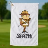 Clue Colonel Mustard Retro Poster Golf Towel thumb 1