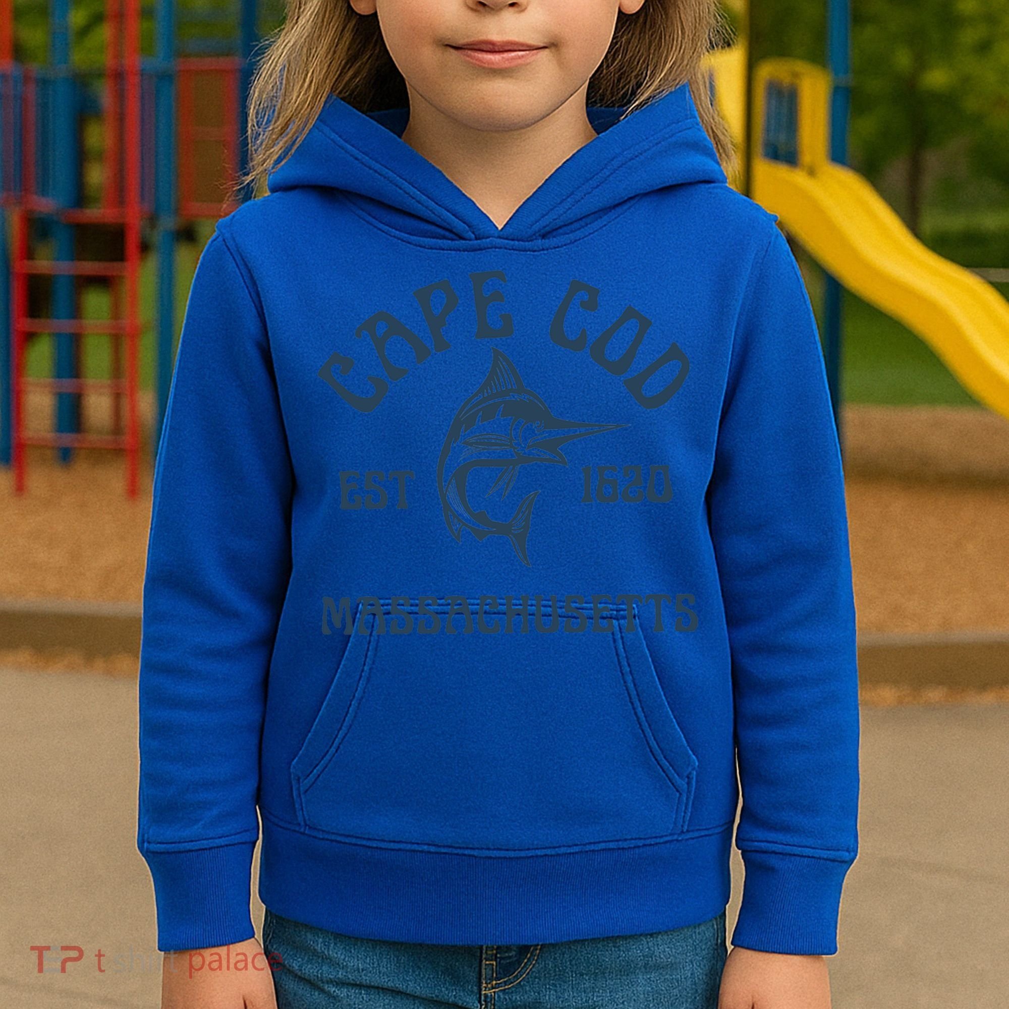 Cape Cod Massachusetts Fishing Marlin Fish Beach Boating Meaningful Gift Kids Hoodie