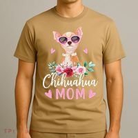 Cute Chihuahua Mom Sunglasses Flower For Chihuahua Owner T-Shirt thumb 3