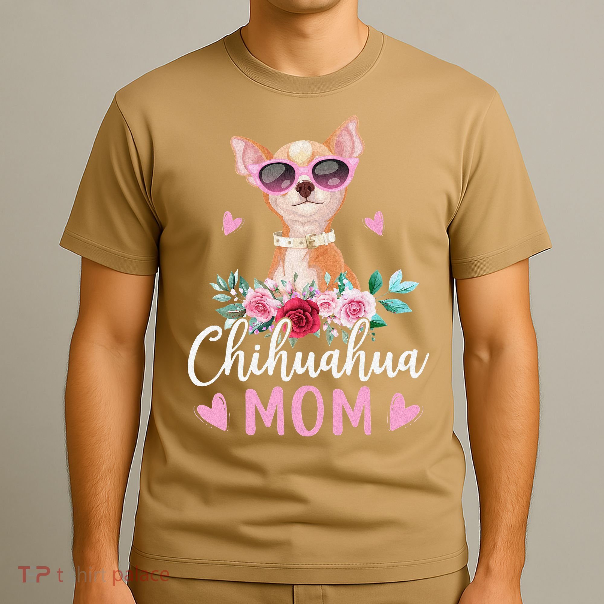 Cute Chihuahua Mom Sunglasses Flower For Chihuahua Owner T-Shirt