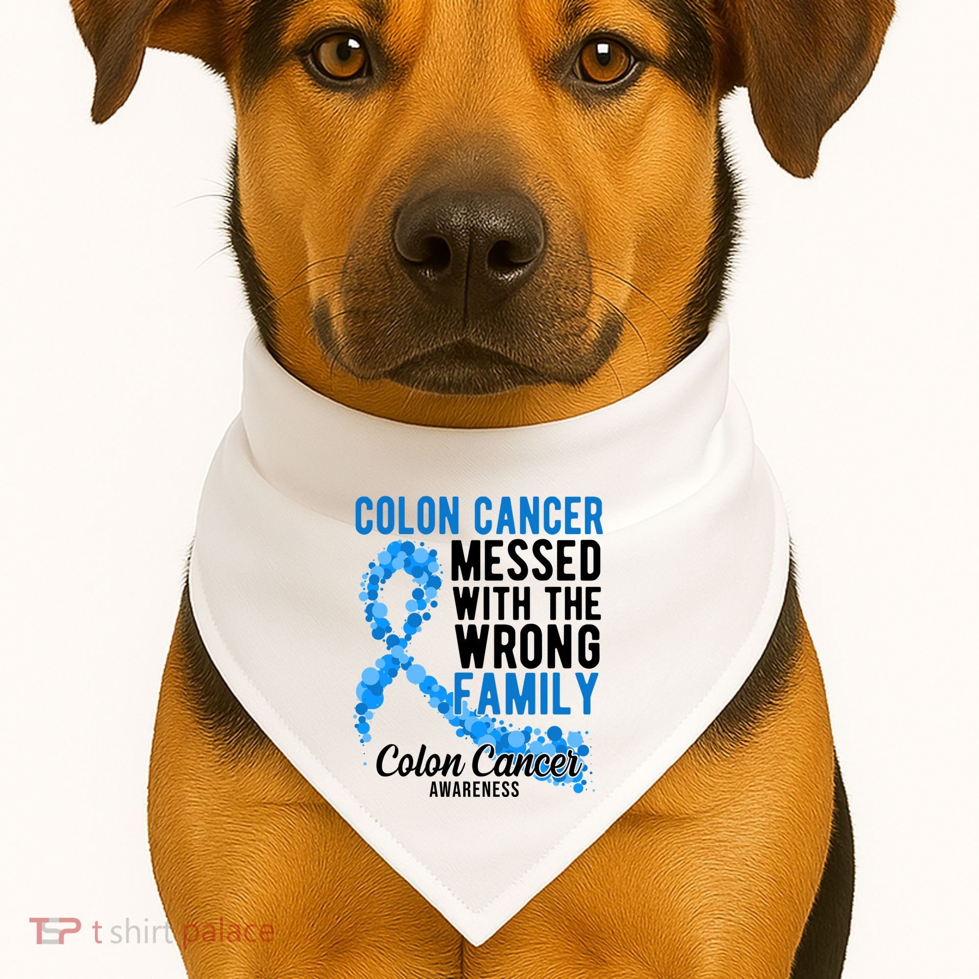 Colon Cancer Messed With Wrong Family Colon Cancer Awareness USA-Made Doggie Bandana