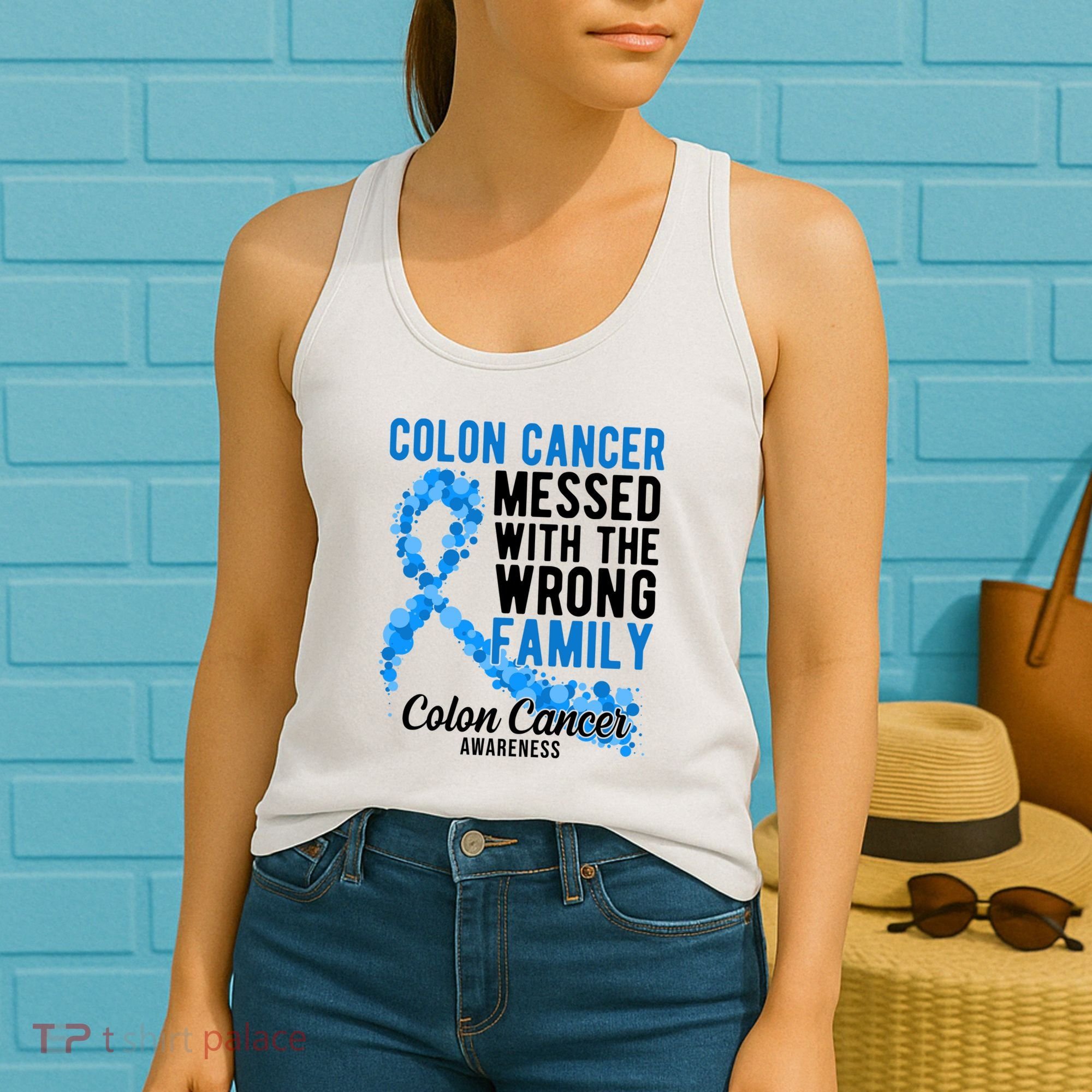 Colon Cancer Messed With Wrong Family Colon Cancer Awareness Women's Tank Top