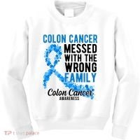 Colon Cancer Messed With Wrong Family Colon Cancer Awareness Kids Sweatshirt thumb 0
