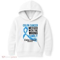 Colon Cancer Messed With Wrong Family Colon Cancer Awareness Kids Hoodie thumb 0