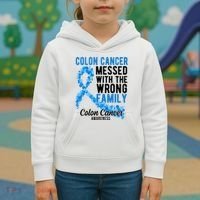 Colon Cancer Messed With Wrong Family Colon Cancer Awareness Kids Hoodie thumb 3