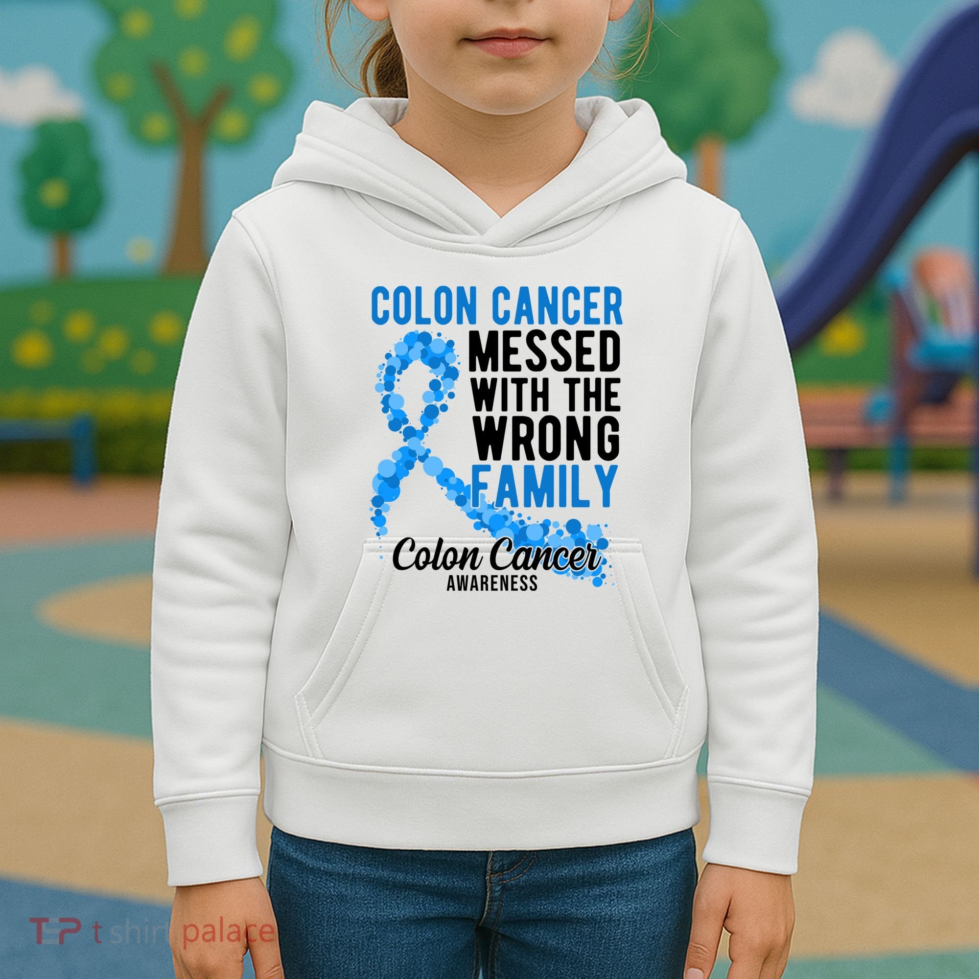 Colon Cancer Messed With Wrong Family Colon Cancer Awareness Kids Hoodie
