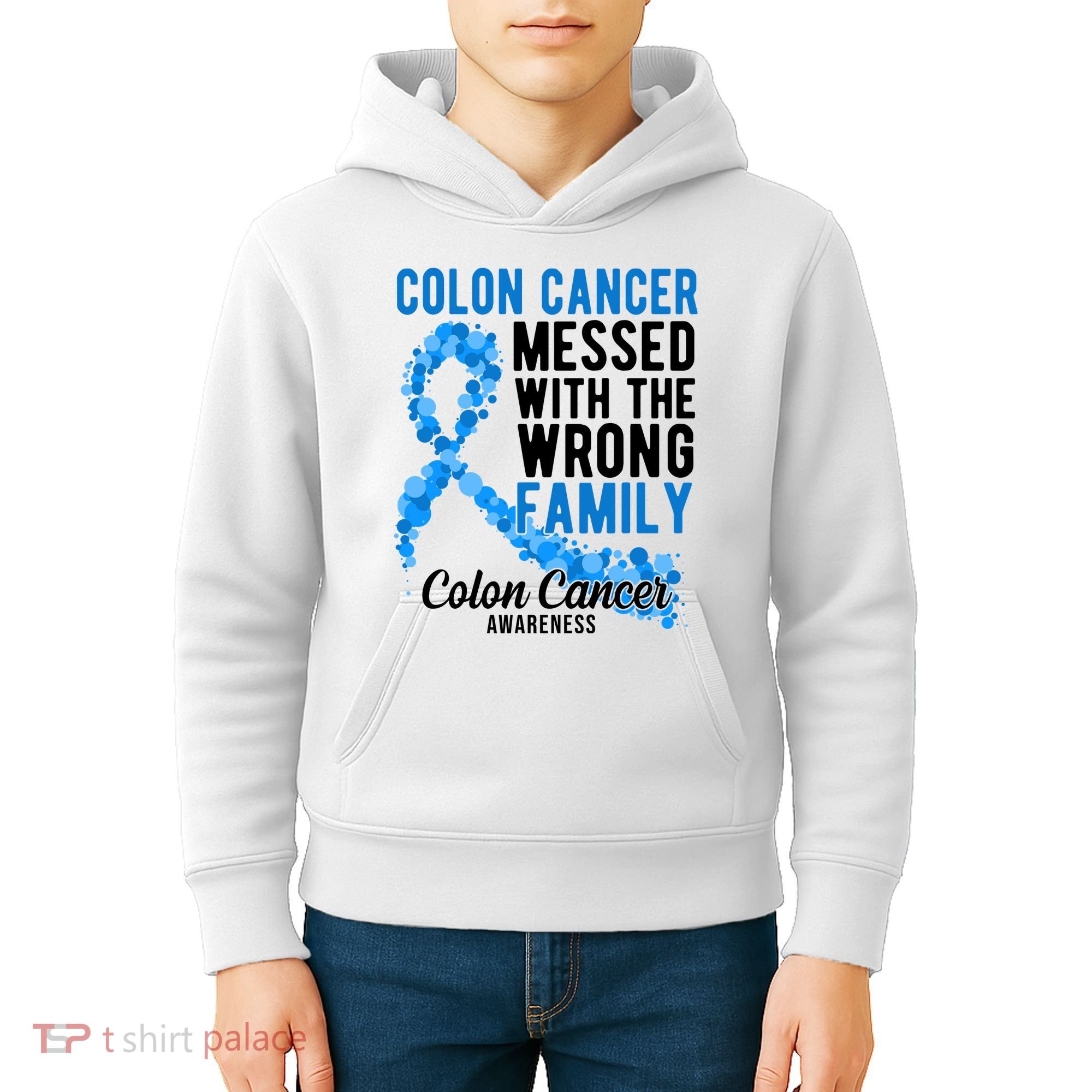 Colon Cancer Messed With Wrong Family Colon Cancer Awareness Kids Hoodie
