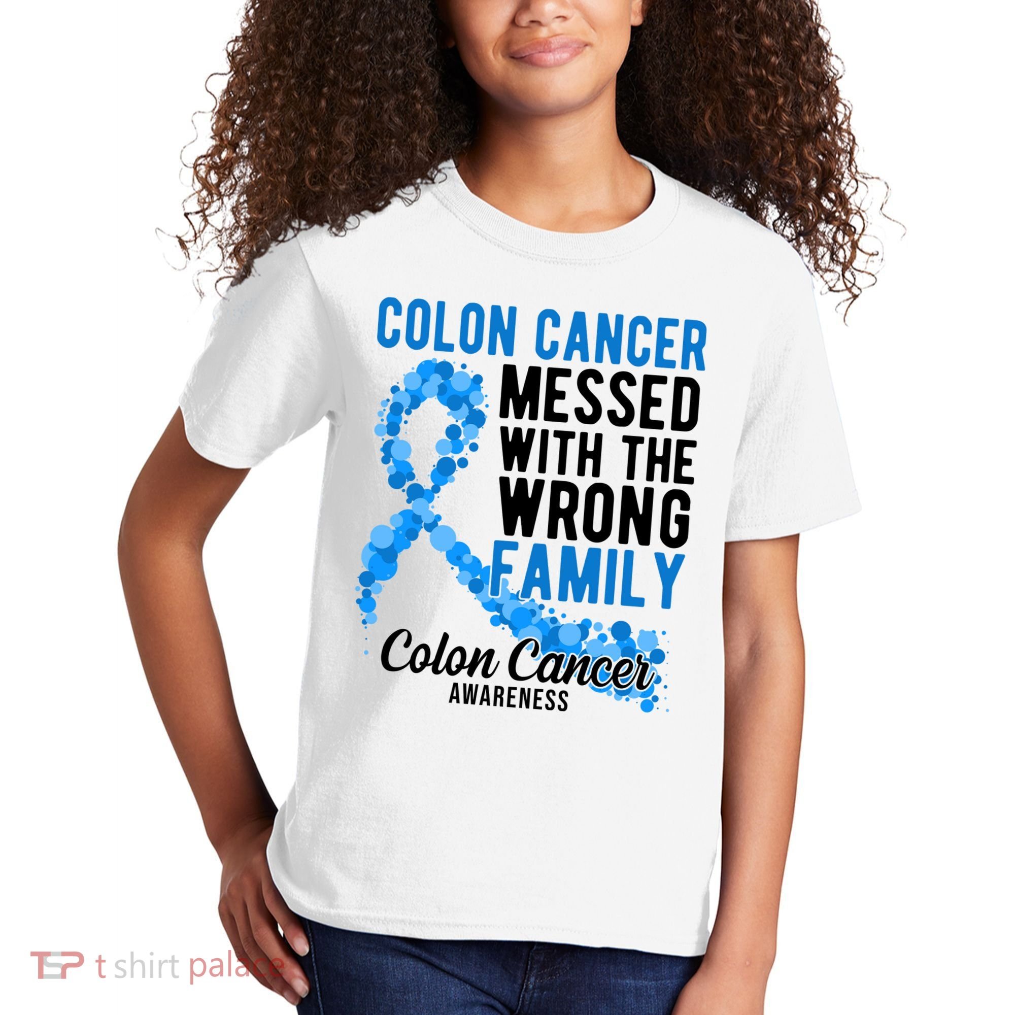 Colon Cancer Messed With Wrong Family Colon Cancer Awareness Kids T-Shirt