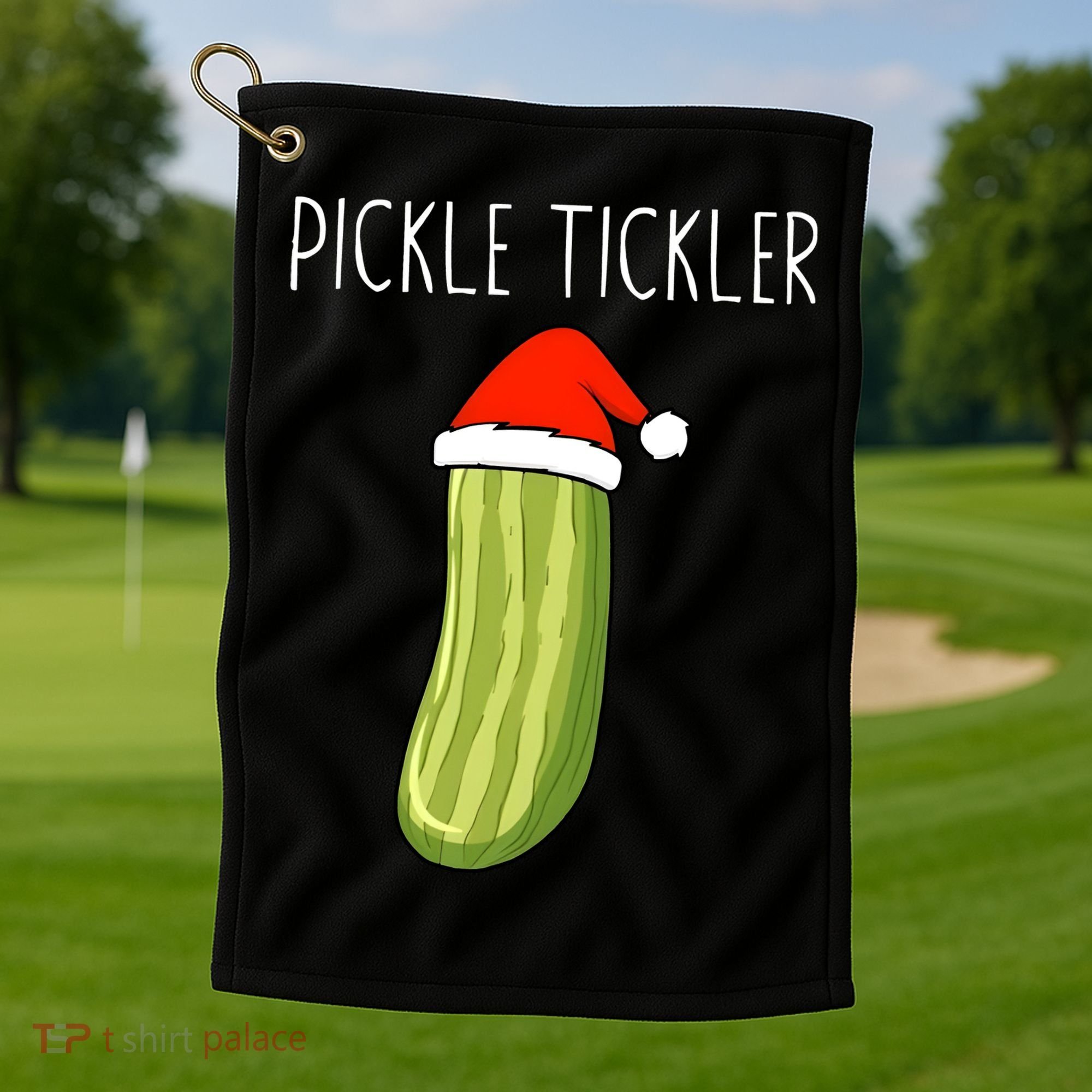 Christmas Couple Matching Tickle My Pickle Golf Towel