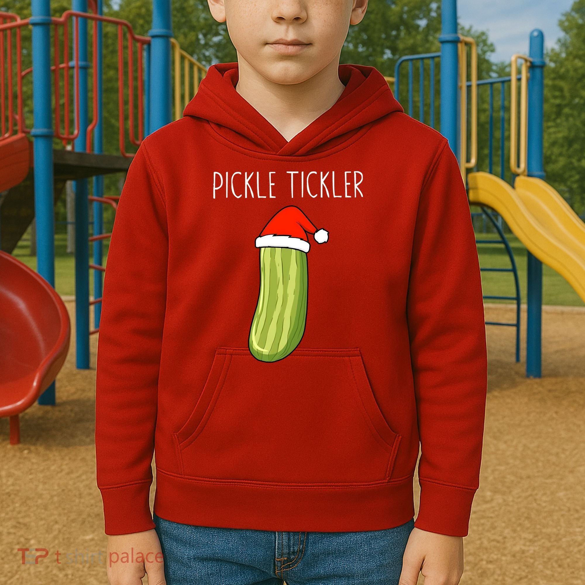 Christmas Couple Matching Tickle My Pickle Kids Hoodie