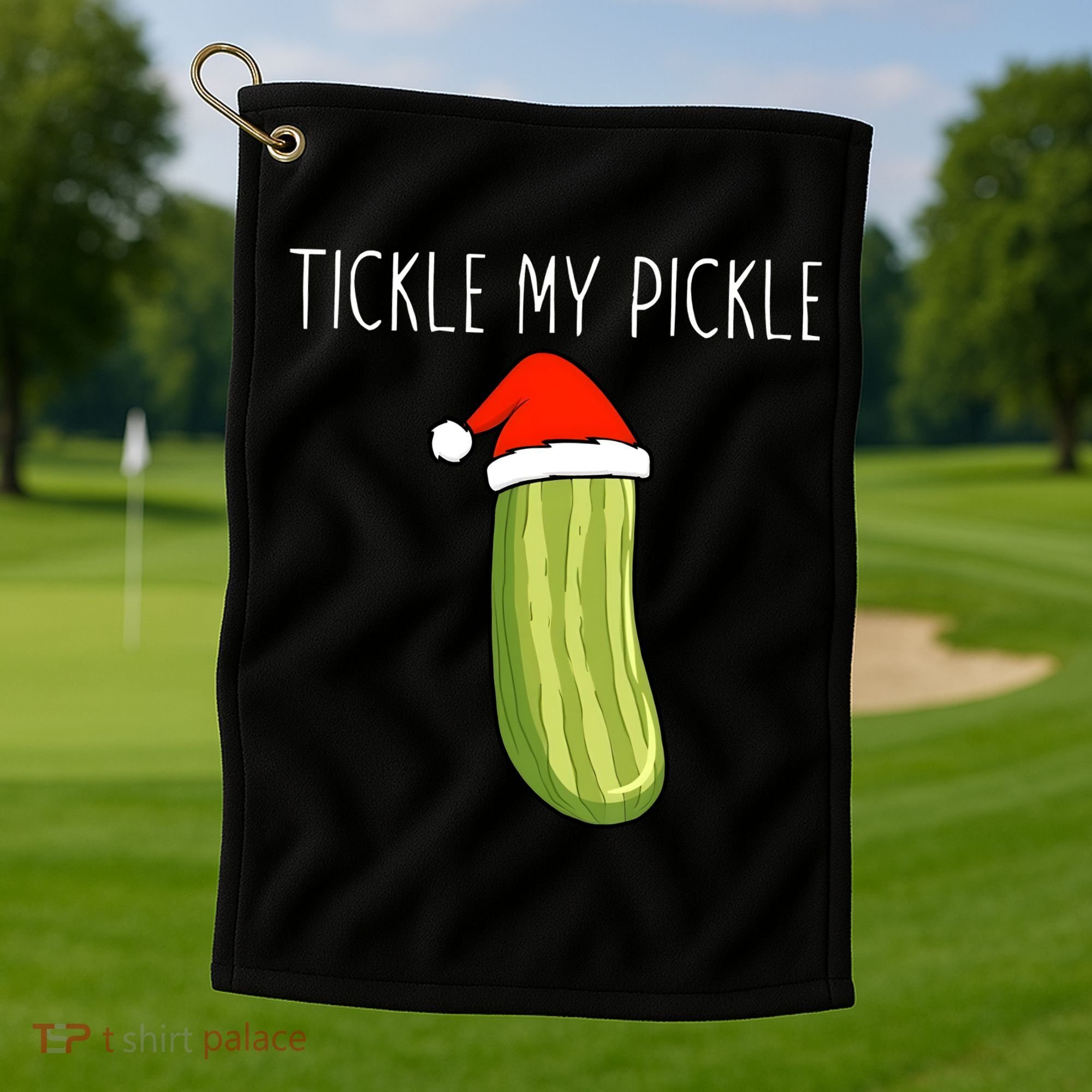 Christmas Couple Matching Tickle My Pickle Golf Towel
