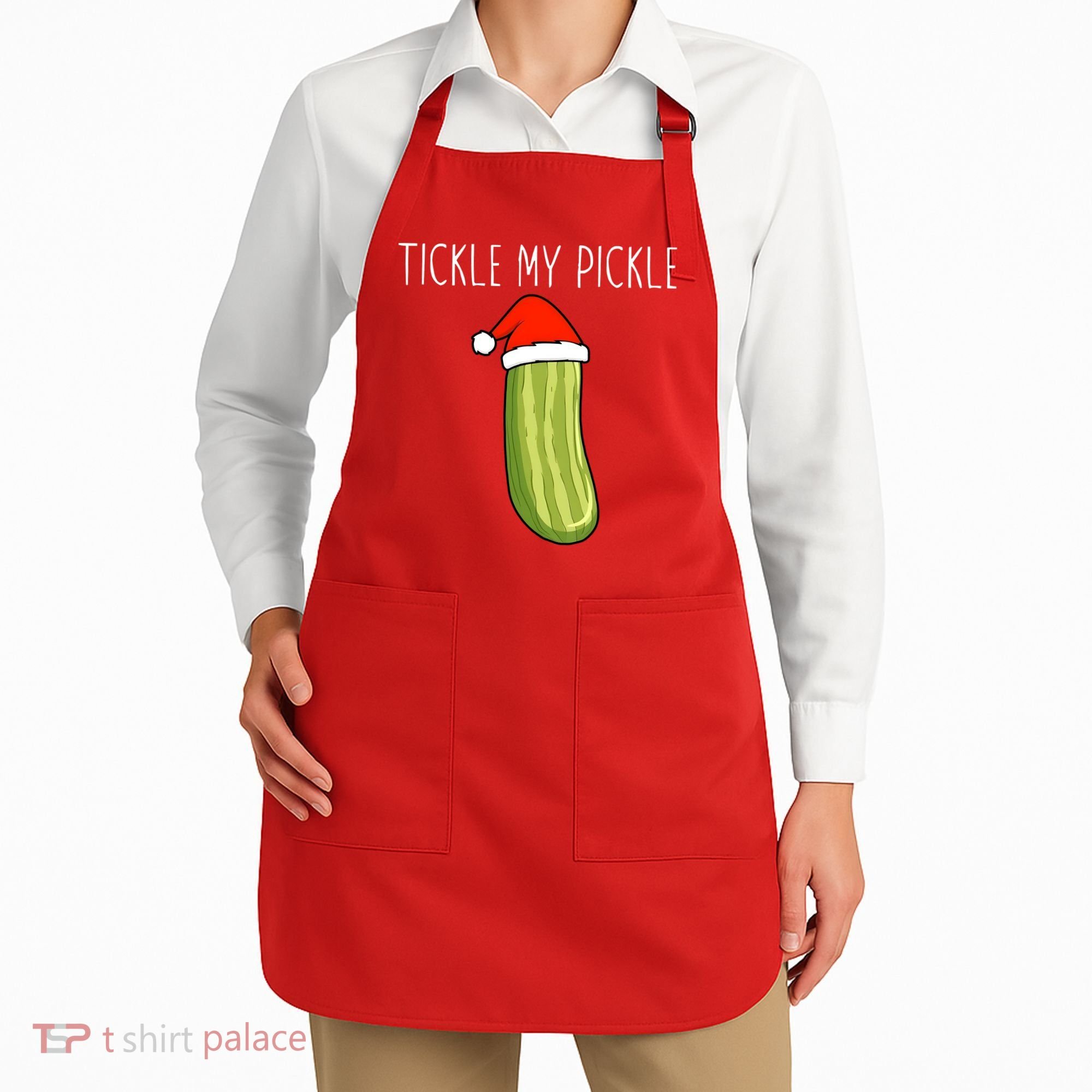 Christmas Couple Matching Tickle My Pickle Apron