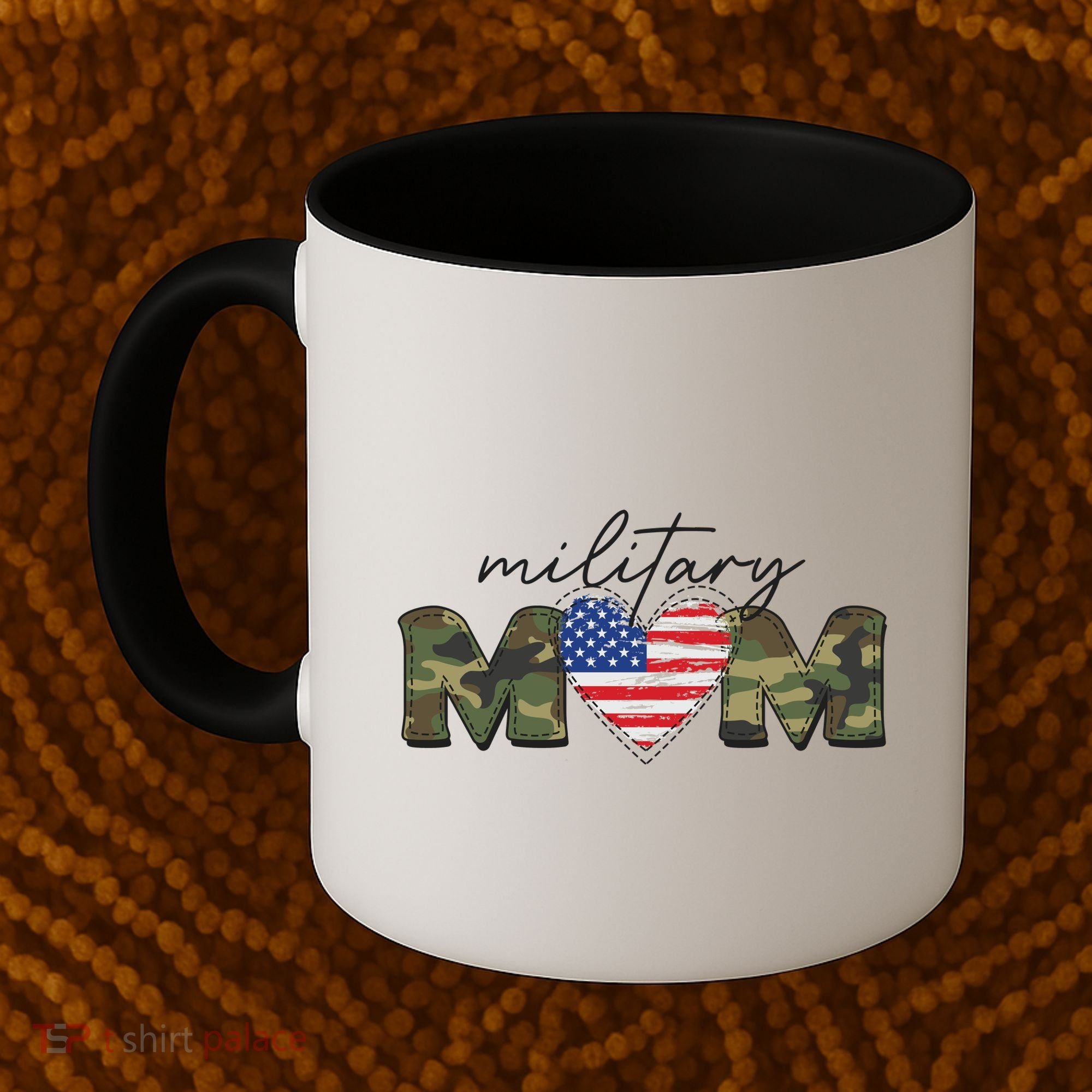 Cute Camouflage Military Mom American Flag Heart Coffee Mug