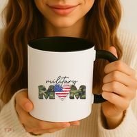 Cute Camouflage Military Mom American Flag Heart Coffee Mug thumb 3