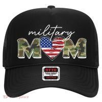Cute Camouflage Military Mom American Flag Heart Hat thumb 0