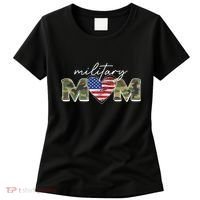 Cute Camouflage Military Mom American Flag Heart Women's T-Shirt thumb 0