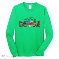 Cute Camouflage Military Mom American Flag Heart Long Sleeve Shirt thumb 0