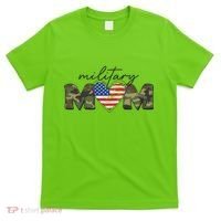 Cute Camouflage Military Mom American Flag Heart T-Shirt thumb 0