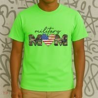 Cute Camouflage Military Mom American Flag Heart T-Shirt thumb 3