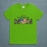 Cute Camouflage Military Mom American Flag Heart T-Shirt thumb 5