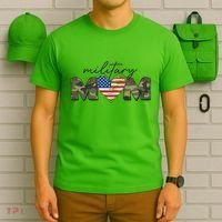 Cute Camouflage Military Mom American Flag Heart T-Shirt thumb 6