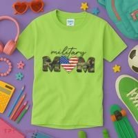 Cute Camouflage Military Mom American Flag Heart Kids T-Shirt thumb 3
