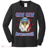 Caw Caw Motherfucker! Funny 4th Of July Patriotic Kids Long Sleeve Shirt thumb 0