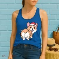 Christmas Corgi Mom Corgi Lover Xmas Light Animal Holiday Funny Gift Women's Tank Top thumb 2