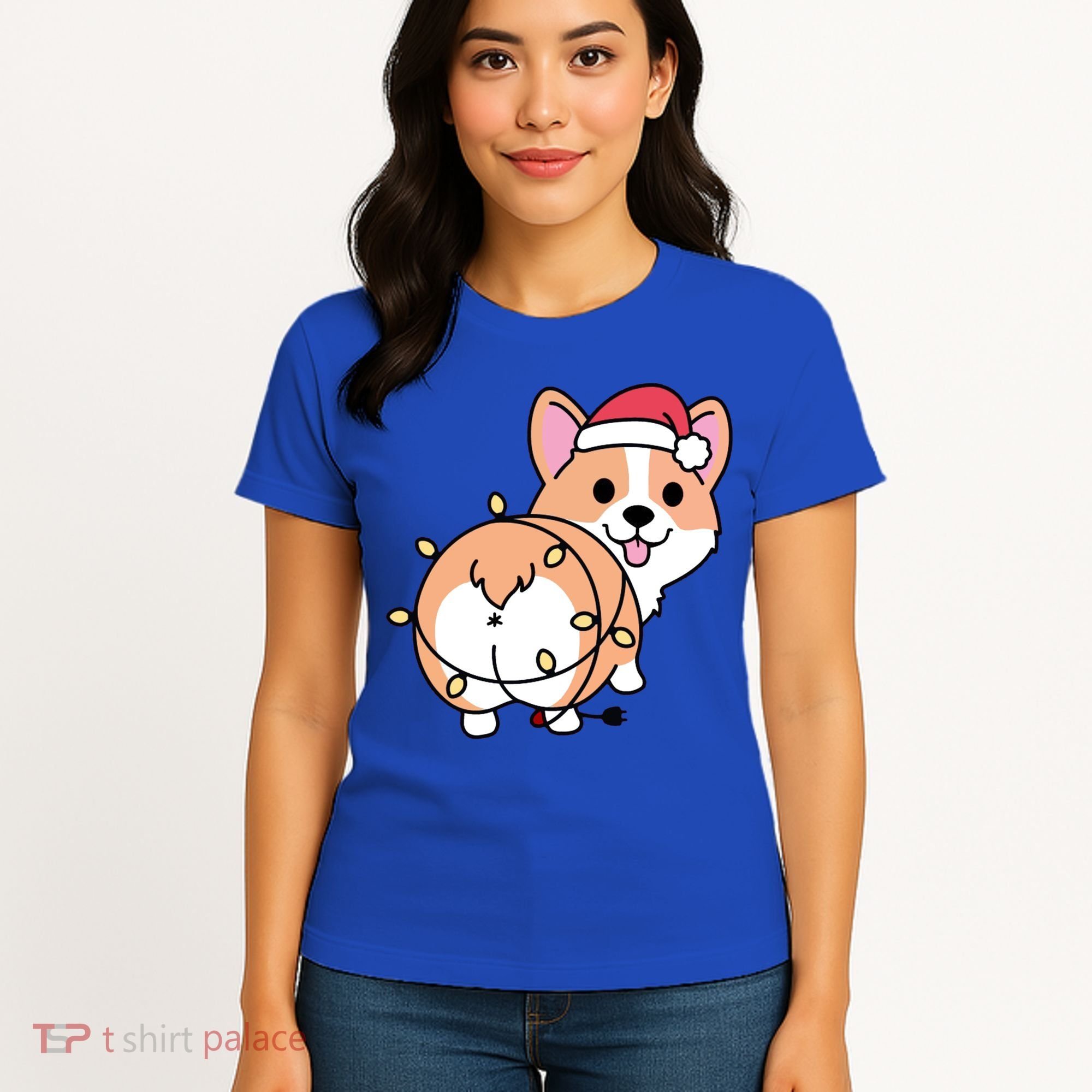 Christmas Corgi Mom Corgi Lover Xmas Light Animal Holiday Funny Gift Women's T-Shirt