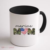 Cute Camouflage Marine Mom American Flag Heart Coffee Mug thumb 1