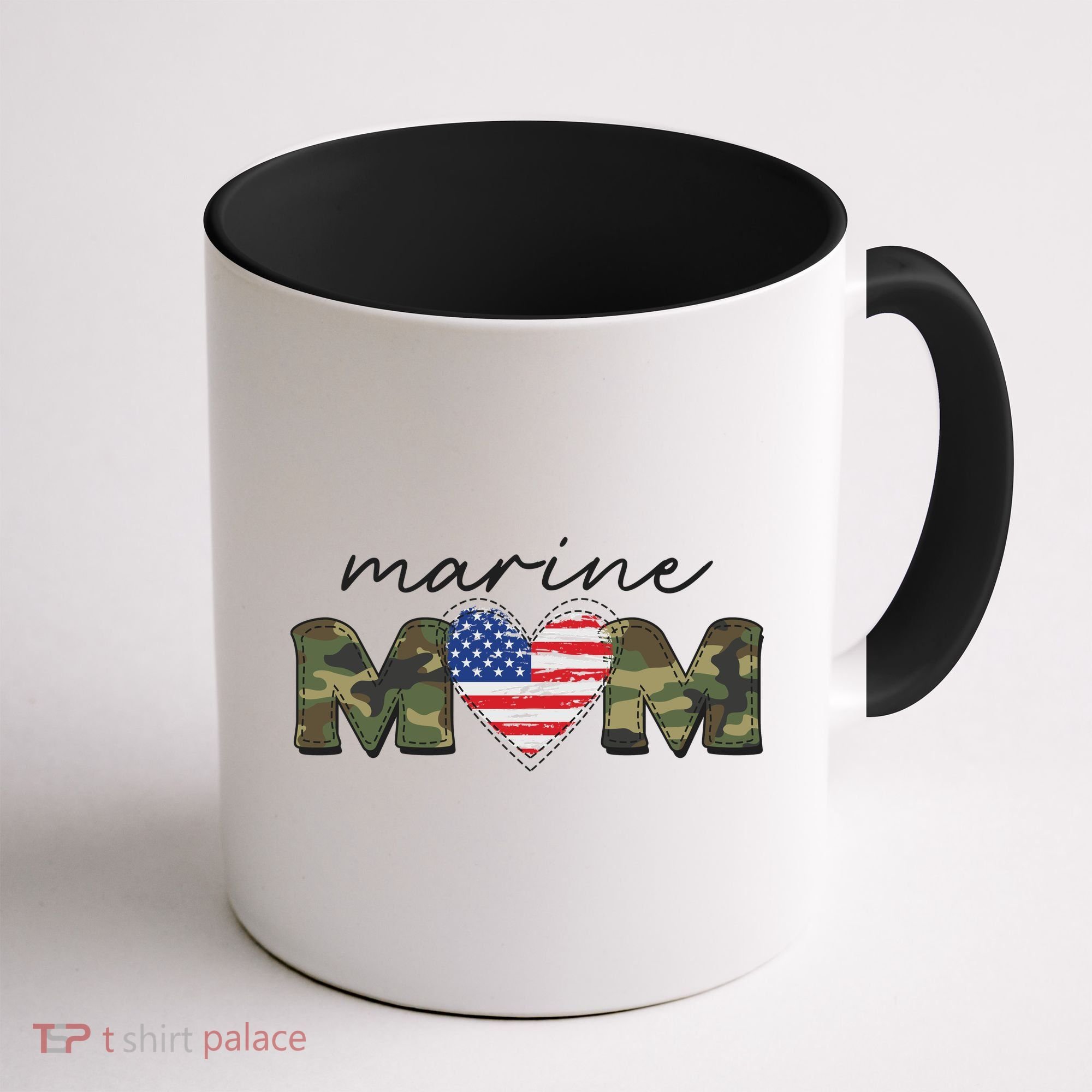Cute Camouflage Marine Mom American Flag Heart Coffee Mug