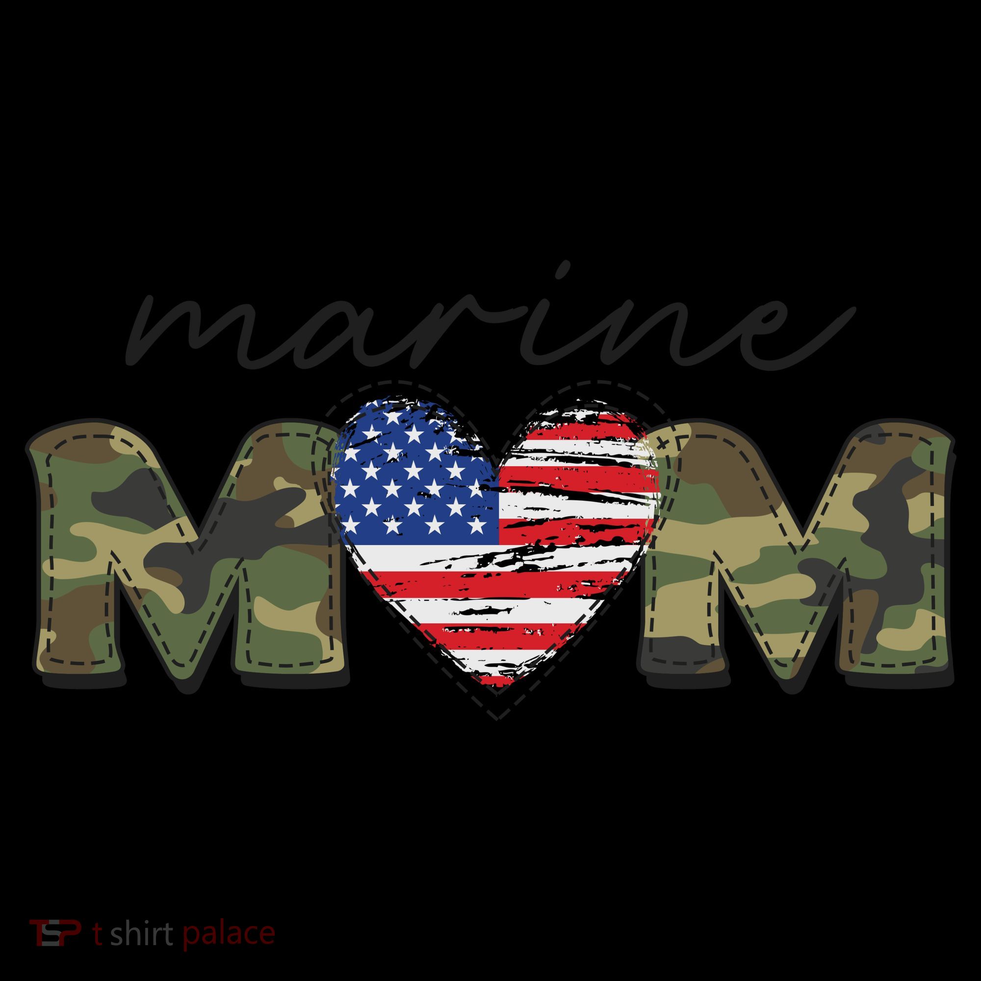 Cute Camouflage Marine Mom American Flag Heart Coffee Mug