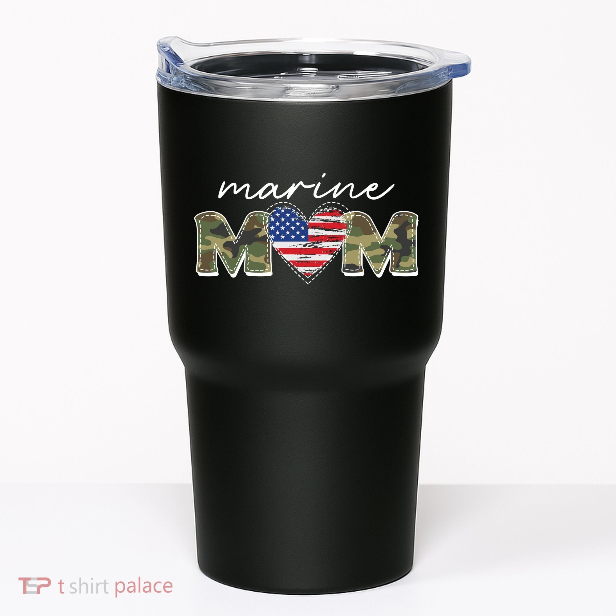 Cute Camouflage Marine Mom American Flag Heart Tumbler