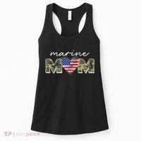 Cute Camouflage Marine Mom American Flag Heart Women's Tank Top thumb 0