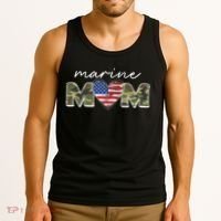 Cute Camouflage Marine Mom American Flag Heart Tank Top thumb 3