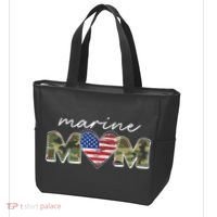 Cute Camouflage Marine Mom American Flag Heart Tote Bag thumb 3