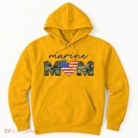 Cute Camouflage Marine Mom American Flag Heart Hoodie thumb 0