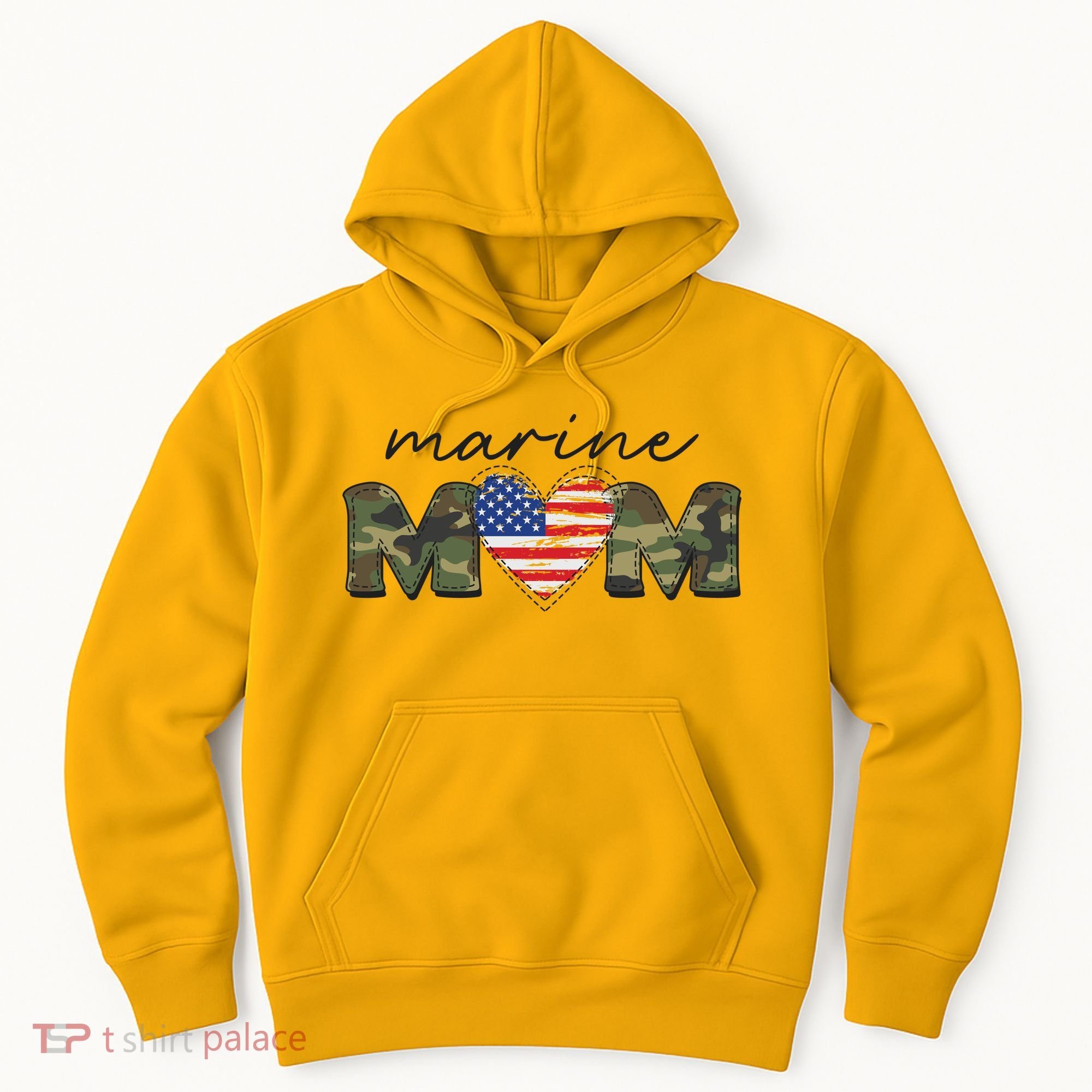 Cute Camouflage Marine Mom American Flag Heart Hoodie
