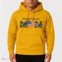 Cute Camouflage Marine Mom American Flag Heart Hoodie thumb 2