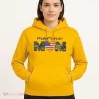 Cute Camouflage Marine Mom American Flag Heart Hoodie thumb 5