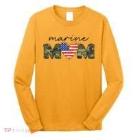 Cute Camouflage Marine Mom American Flag Heart Long Sleeve Shirt thumb 0