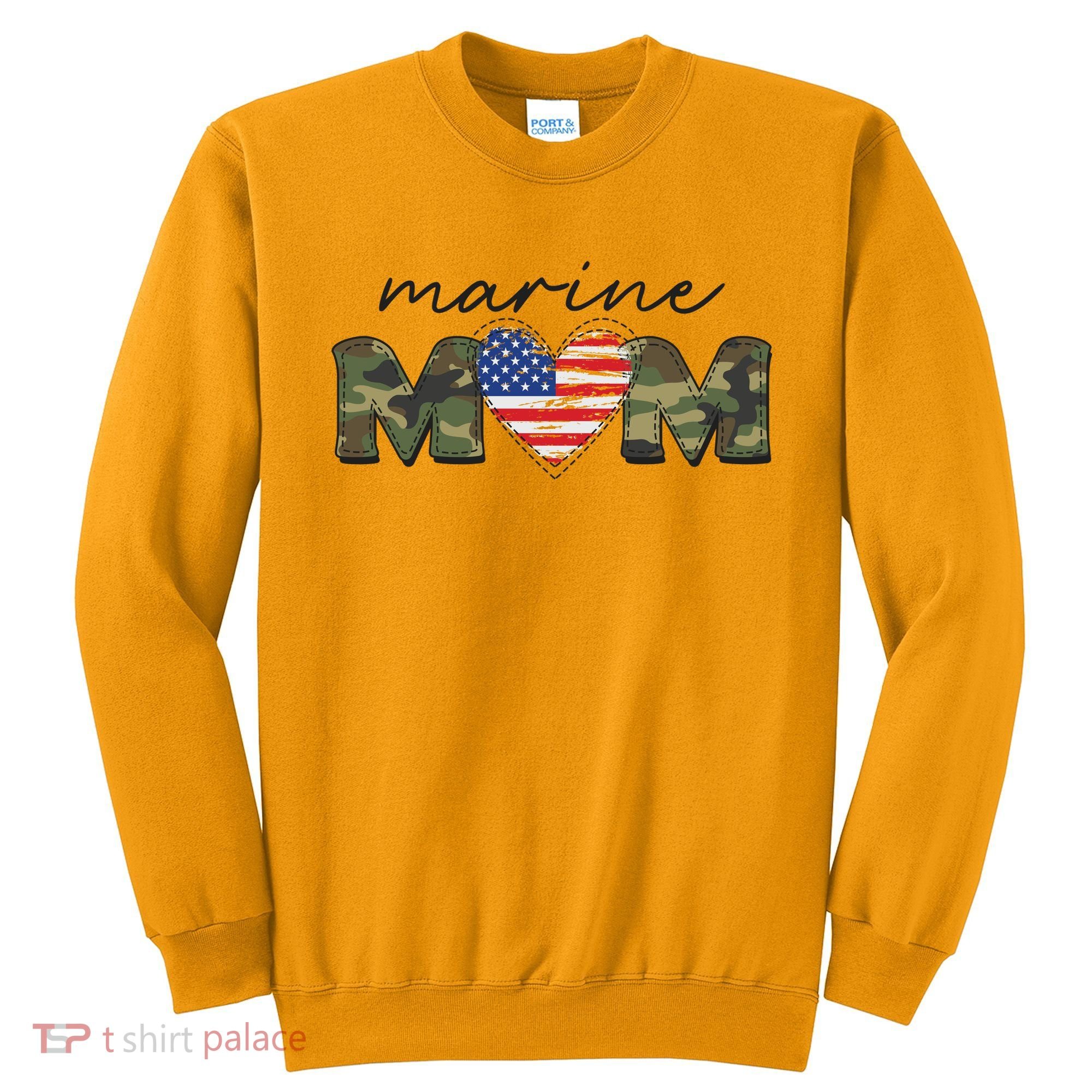 Cute Camouflage Marine Mom American Flag Heart Sweatshirt