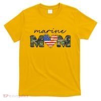 Cute Camouflage Marine Mom American Flag Heart T-Shirt thumb 0