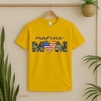 Cute Camouflage Marine Mom American Flag Heart T-Shirt thumb 2