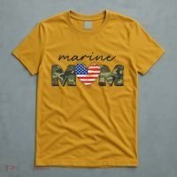Cute Camouflage Marine Mom American Flag Heart T-Shirt thumb 5