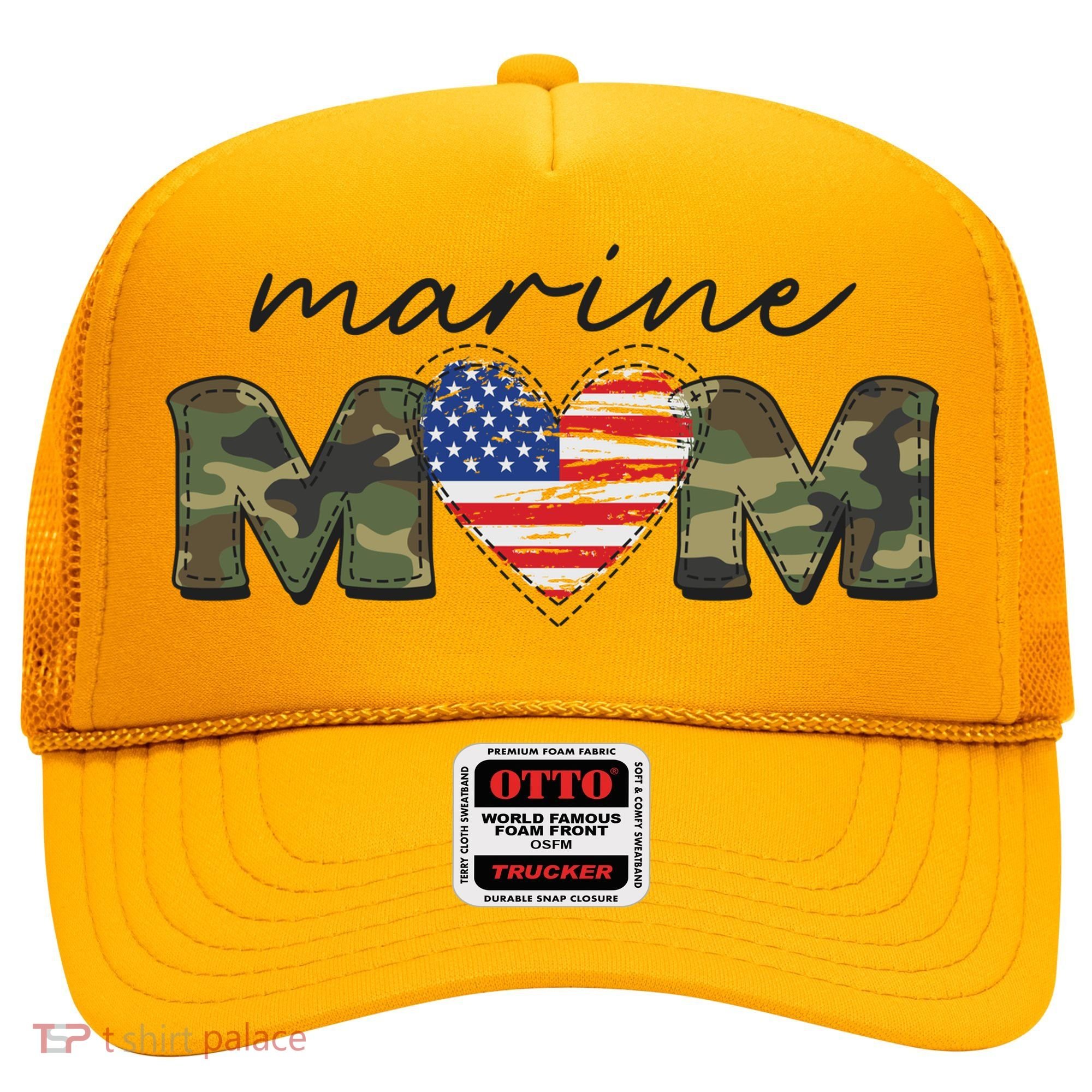Cute Camouflage Marine Mom American Flag Heart Hat
