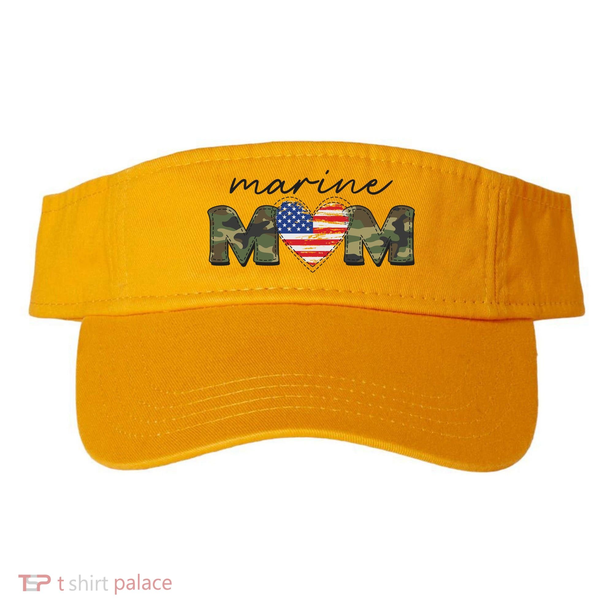 Cute Camouflage Marine Mom American Flag Heart Visor