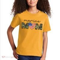 Cute Camouflage Marine Mom American Flag Heart Kids T-Shirt thumb 2