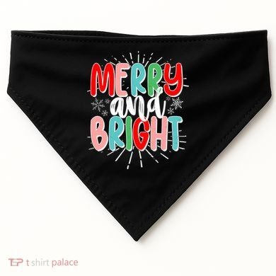 Cute Christmas Merry And Bright USA-Made Doggie Bandana